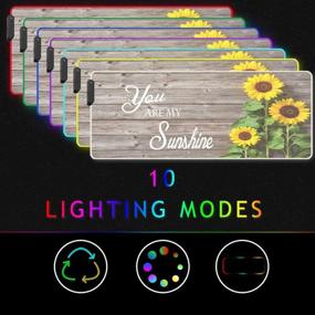 img 2 attached to Огромный светящийся игровой коврик для мыши с LED-подсветкой - большой расширенный коврик для мыши с RGB-солнечниками, 10 режимами подсветки, нескользящим резиновым основанием - 31,5 x 11,8 дюйма, идеально подходит для компьютерной клавиатуры и мыши
