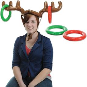 img 1 attached to 🦌 Inflatable Reindeer Ring Toss by Beistle, 27" and 7.25", Brown/Red/Green
