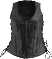 m boss apparel ladies leather zipper vest black sm logo