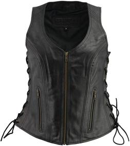 img 4 attached to M BOSS APPAREL Ladies Leather Zipper Vest BLACK SM