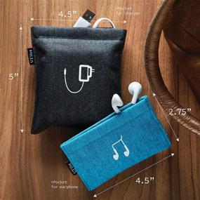 img 1 attached to UT Wire Pocket Pouch Kit - Includes 1 Charger & 1 Earbud Case - (Black)