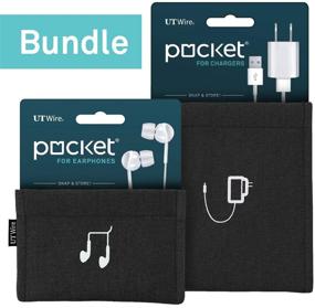 img 4 attached to UT Wire Pocket Pouch Kit - Includes 1 Charger & 1 Earbud Case - (Black)