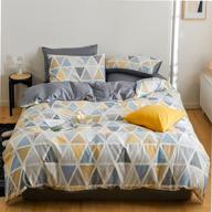 modern geometric grid king duvet cover set - lightweight cotton bedding - includes 3-piece comforter cover and 2 pillow shams - ideal for kids and adults logo