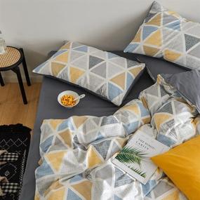 img 2 attached to Modern Geometric Grid King Duvet Cover Set - Lightweight Cotton Bedding - Includes 3-Piece Comforter Cover and 2 Pillow Shams - Ideal for Kids and Adults