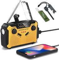 🔋 ultimate emergency weather radio: solar powered hand crank radio - 2500mah portable am/fm/wb weather alert radio power bank w/ flashlights & cell phone charger – sos alarm, fire starter for outdoor camping & survival logo