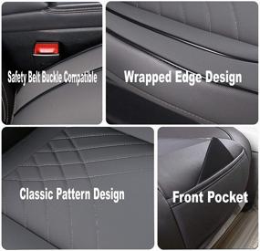 img 3 attached to 🚗 Kingphenix Premium PU Car Seat Cover - Front Seat Protector - Fits 95% of Vehicles - Padded, Anti-Slip, Full Wrapping Edge - 1 Piece, Gray (Dimensions: 21'' x 20.5'')