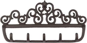 img 4 attached to 🔑 gasare Cast Iron Key Holder for Wall - Decorative Rustic Brown Key Rack with 5 Sturdy Hooks - 12½ x 6¼ Inches - Wall Mount Screws and Anchors Included