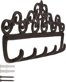 img 3 attached to 🔑 gasare Cast Iron Key Holder for Wall - Decorative Rustic Brown Key Rack with 5 Sturdy Hooks - 12½ x 6¼ Inches - Wall Mount Screws and Anchors Included