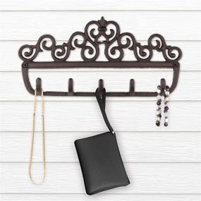 img 1 attached to 🔑 gasare Cast Iron Key Holder for Wall - Decorative Rustic Brown Key Rack with 5 Sturdy Hooks - 12½ x 6¼ Inches - Wall Mount Screws and Anchors Included