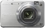 📷 silver sony cybershot dscw150 8.1mp digital camera with 5x optical zoom and super steady shot logo