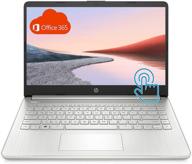 💻 hp 2021 premium laptop, 14" touchscreen, amd athlon processor, 8gb ram, 192gb ssd, long battery life, online conferencing, natural silver, windows 10 with 1 year of microsoft 365 logo