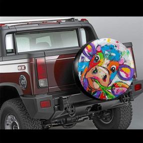 img 3 attached to Foruidea Waterproof Colorful Cow Spare Tire Cover - UV Sun Protection, Dust-Proof & Fit for Jeep, Trailer, RV, SUV, and More – 14 Inch