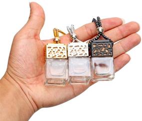 img 1 attached to 🚗 IYSHOUGONG 3 Pack Black Empty Refillable Car Perfume Bottles - Hanging Car Air Freshener Diffusers with Fragrance Bottles