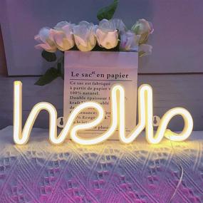 img 2 attached to 🎉 QiaoFei Neon Light: Stylish LED Hello Neon Word Sign for Festive Decor, Ideal for Christmas, Birthday, Kids and Wedding Parties - Warm White