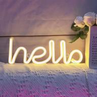 🎉 qiaofei neon light: stylish led hello neon word sign for festive decor, ideal for christmas, birthday, kids and wedding parties - warm white логотип