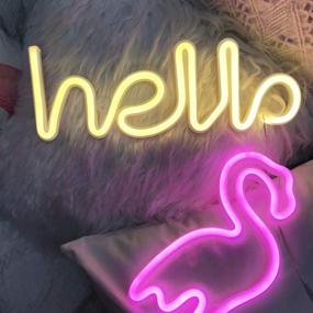 img 1 attached to 🎉 QiaoFei Neon Light: Stylish LED Hello Neon Word Sign for Festive Decor, Ideal for Christmas, Birthday, Kids and Wedding Parties - Warm White