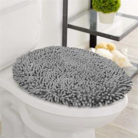 img 4 attached to 🚽 LuxUrux Plush Microfiber Toilet Lid Cover – Extra-Soft &amp; Washable Shaggy Seat for Standard Toilets in Bathroom – Machine Wash &amp; Dry – Light Grey (18 x 18&#39;&#39;)