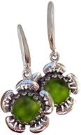 vintage upcycled olive green wine 🍷 bottle earrings with sterling silver flower design logo