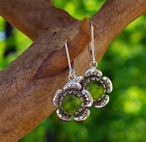 img 3 attached to Vintage Upcycled Olive Green Wine 🍷 Bottle Earrings with Sterling Silver Flower Design