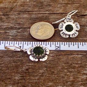 img 1 attached to Vintage Upcycled Olive Green Wine 🍷 Bottle Earrings with Sterling Silver Flower Design