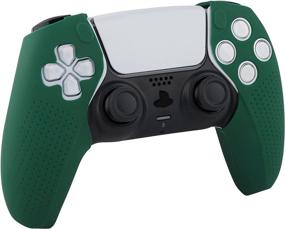 img 2 attached to 🎮 PS5 Controller Silicone Skin - WeProGame Split Anti-Slip Handle Cover Case, PS5 Controller Grip Accessories for Playstation 5 DualSense Controller. Compatible with Any Charger. (Dark Green Skin + 2 Thumb Grips)