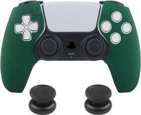 img 4 attached to 🎮 PS5 Controller Silicone Skin - WeProGame Split Anti-Slip Handle Cover Case, PS5 Controller Grip Accessories for Playstation 5 DualSense Controller. Compatible with Any Charger. (Dark Green Skin + 2 Thumb Grips)