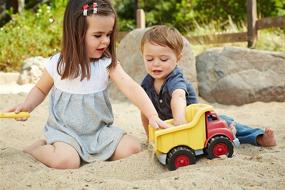 img 1 attached to 🚛 Green Toys Dump Truck: Red/Yellow CB - Pretend Play, Motor Skills Development, Eco-friendly Kids Toy Vehicle. No BPA, Phthalates, PVC. Dishwasher Safe, Recycled Plastic, Made in USA.