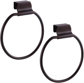 img 4 attached to Youthful Over Cabinet Towel Rings - 2 Pack, Rustic Round Hand Towel Ring for Kitchen and Bathroom, Bronze