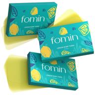 🍋 fomin 3-pack lemon foaming hand soap sheets: convenient paper soap for traveling with 300 camping soap paper sheets logo
