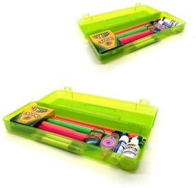 img 3 attached to 🖊️ Emraw School Pencil Box - Versatile Utility Box with Ruler Length, Ideal Pencil Box for Girls and Boys to Organize Pens and Pencils, Long-lasting Plastic Box & Pencil Holder (4-Pack)