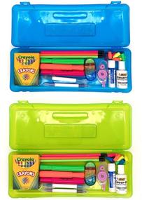 img 2 attached to 🖊️ Emraw School Pencil Box - Versatile Utility Box with Ruler Length, Ideal Pencil Box for Girls and Boys to Organize Pens and Pencils, Long-lasting Plastic Box & Pencil Holder (4-Pack)