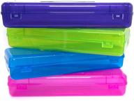 🖊️ emraw school pencil box - versatile utility box with ruler length, ideal pencil box for girls and boys to organize pens and pencils, long-lasting plastic box & pencil holder (4-pack) logo
