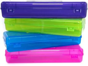 img 4 attached to 🖊️ Emraw School Pencil Box - Versatile Utility Box with Ruler Length, Ideal Pencil Box for Girls and Boys to Organize Pens and Pencils, Long-lasting Plastic Box & Pencil Holder (4-Pack)