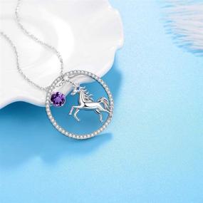 img 1 attached to 🦄 Teen Girls' Birthday Gifts: Blue Sapphire & Pink Tourmaline Necklace with Unicorn Motif - Sterling Silver September & October Birthstone Jewelry