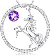 🦄 teen girls' birthday gifts: blue sapphire & pink tourmaline necklace with unicorn motif - sterling silver september & october birthstone jewelry logo