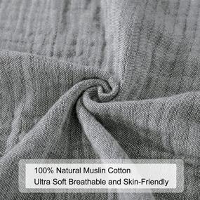 img 2 attached to 🛋️ PHF 100% Cotton Muslin Blanket King Size 108" x 90", Yarn Dyed 3 Layers Ultra Soft Lightweight Breathable Blanket for All Season, Perfect Blanket Layer for Couch Bed Sofa, Elegant Home Decoration Grey