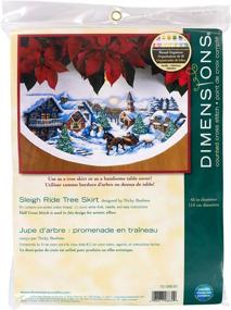 img 2 attached to 🎄 Dimensions Cross Stitch Tree Skirt Kit - Sleigh Ride - 11 Count White Aida - 45-Inch Diameter