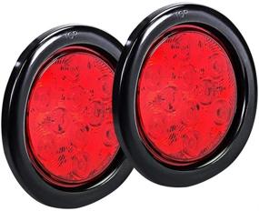 img 4 attached to 4 Inch Red [DOT Approved] LED Trailer Tail Light Round Truck Stop Brake Turn Lights [IP67 Waterproof] RV Semi Truck Taillight [10 Bright LEDs] [Colored Lens] [Grommet &Amp