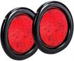 4 inch red [dot approved] led trailer tail light round truck stop brake turn lights [ip67 waterproof] rv semi truck taillight [10 bright leds] [colored lens] [grommet &amp logo