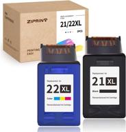 🖨️ ziprint remanufactured ink cartridge set for hp 21 22 21xl 22xl (c9351an & c9352an) - compatible with hp deskjet f4180 f2210 d1560 d1530 d1420 d1520 3915 3930 psc 1410 officejet 4315 j3680 printer, 2-pack logo