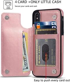 img 3 attached to 🌹 Stylish and Functional JOYAKI iPhone X/XS Wallet Case with Card Slots and Screen Protective Glass - Rose Gold