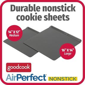 img 2 attached to 🍪 Good Cook AirPerfect Nonstick Cookie Sheets: 2-Pack Insulated Carbon Steel - Medium 14"x12" and Large 16"x14
