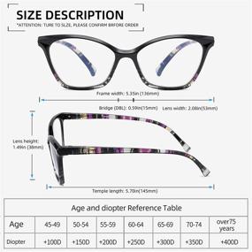img 3 attached to 👓 Blue Light Blocking Reading Glasses for Women - 4 Pack, Spring Hinge Cateye Computer Readers for Small Face, Anti-UV Ray/Eye Strain/Glare Eyeglasses +2.50