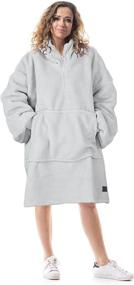 img 4 attached to 🧥 Comfortable Blanket Sweatshirt with Quarter Zip: Cozy Warmth in an Oversized, Lightweight Fluffy Coat for Adults, Men, Women, and Youth