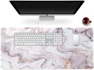 🖱️ anyshock xxl extended gaming desk mat - cute mouse pad 35.4" x 15.7" - laptop, beauty mousepad with stitched edges - non-slip base - waterproof computer desk pad for office, home, girls, men (platinum marble) logo