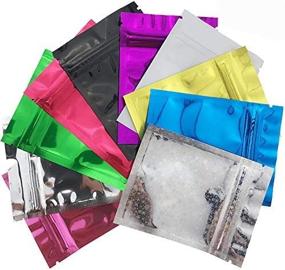 img 1 attached to 🔒 Wankko 100 Pcs Premium Odor Resistant Double-Sided Colorful Mylar Foil Heat Sealable Sample Ziplock Bag 7.5x10cm