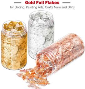 img 3 attached to 🎨 Premium Gold Foil Flakes for Resin Jewelry Making - Enhance Your Crafts with Paxcoo Metallic Leaf, Perfect for Nails, Painting, Slime, and More! (Gold, Silver, Copper Colors)