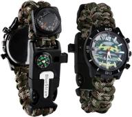 🔥 multifunctional outdoor gear: survival bracelet watch for men and women with waterproof paracord, whistle, fire starter, scraper, compass, and thermometer - 6 in 1 emergency survival watch логотип