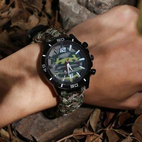 img 3 attached to 🔥 Multifunctional Outdoor Gear: Survival Bracelet Watch for Men and Women with Waterproof Paracord, Whistle, Fire Starter, Scraper, Compass, and Thermometer - 6 in 1 Emergency Survival Watch