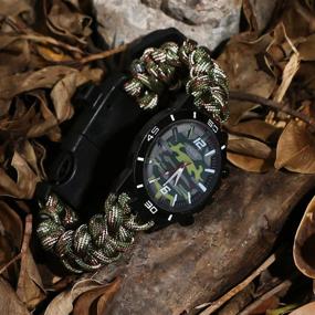 img 2 attached to 🔥 Multifunctional Outdoor Gear: Survival Bracelet Watch for Men and Women with Waterproof Paracord, Whistle, Fire Starter, Scraper, Compass, and Thermometer - 6 in 1 Emergency Survival Watch